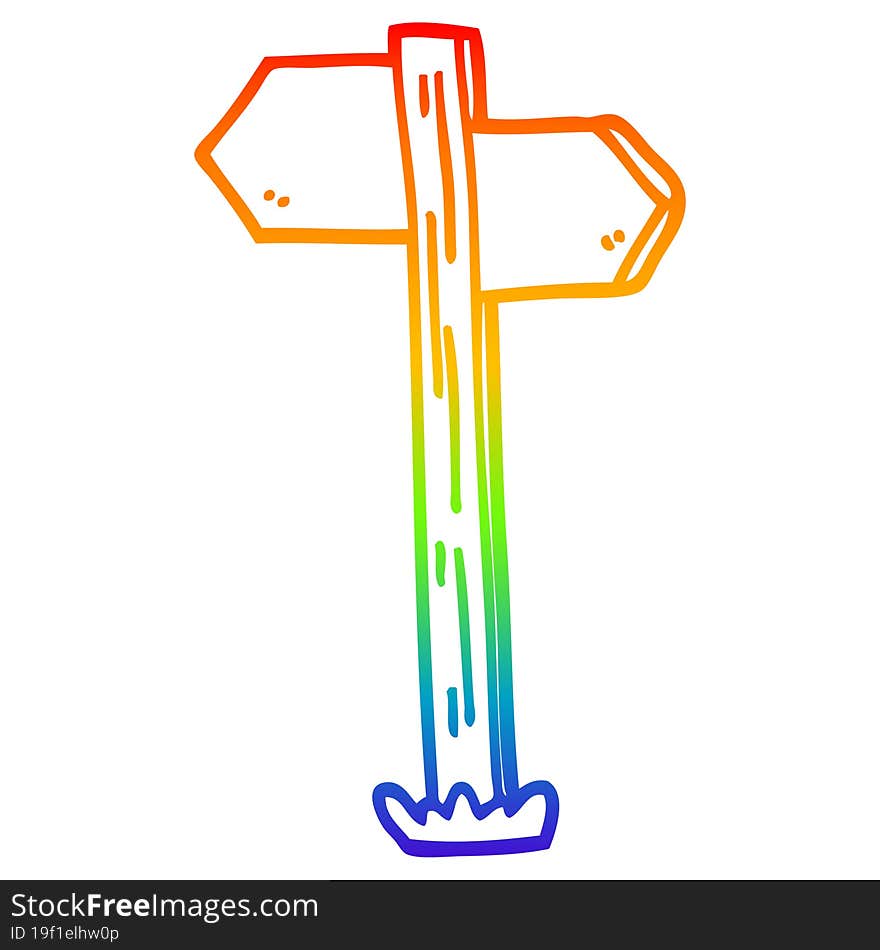 rainbow gradient line drawing cartoon sign posts