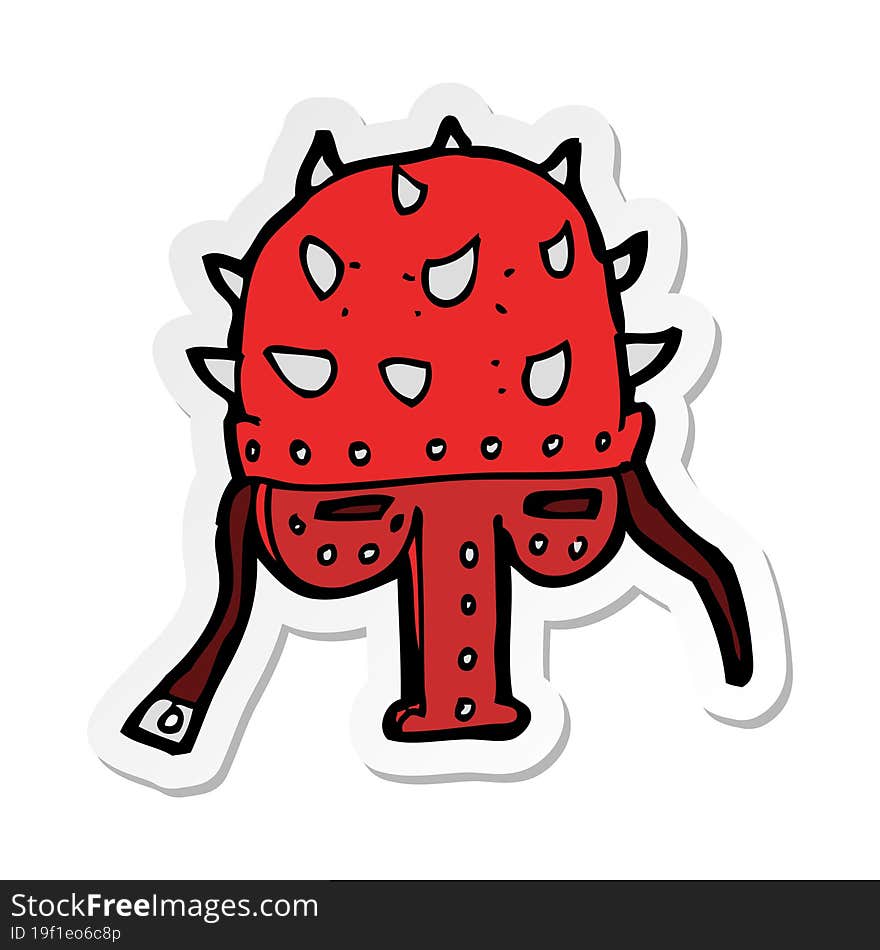 sticker of a cartoon spiked helmet