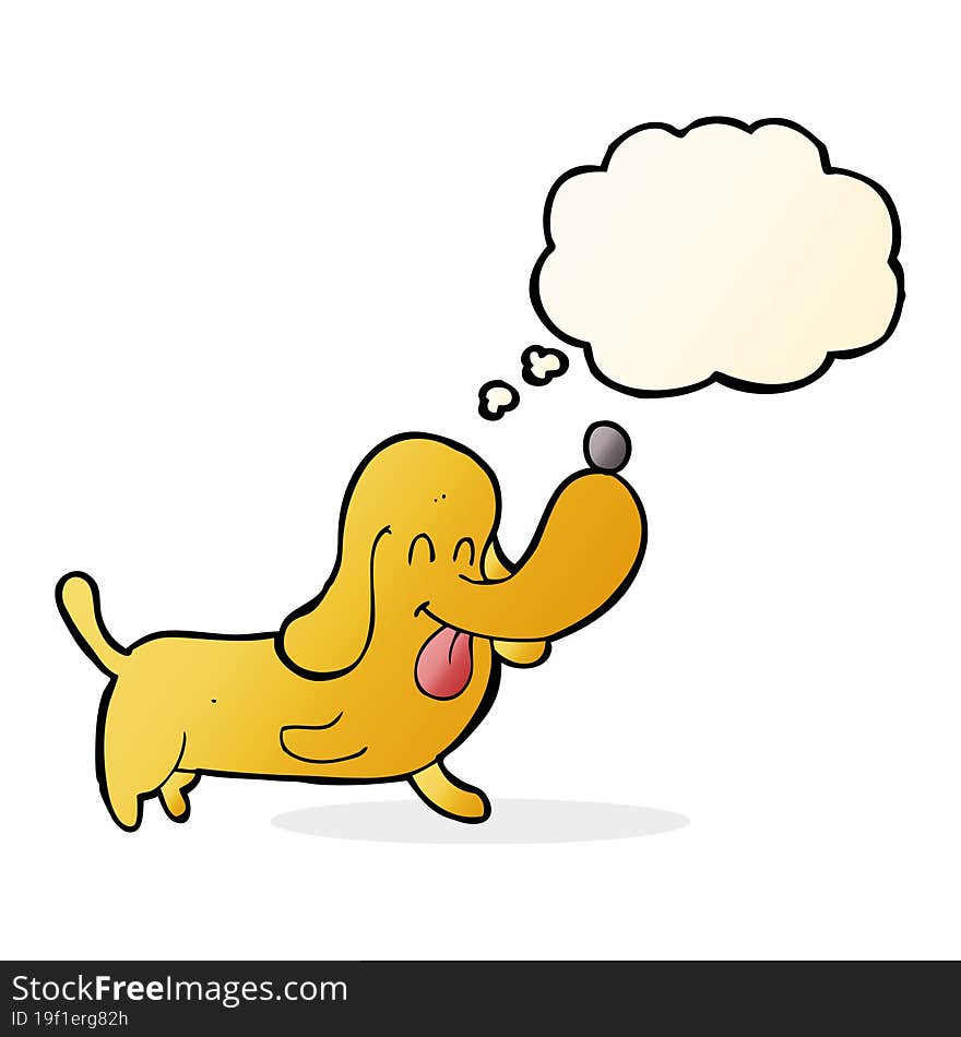 Cartoon Happy Dog With Thought Bubble