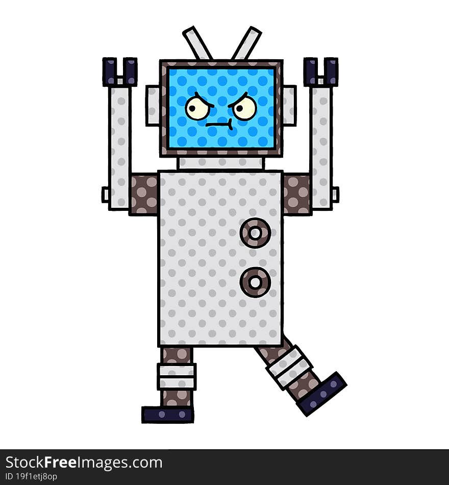 comic book style cartoon of a robot