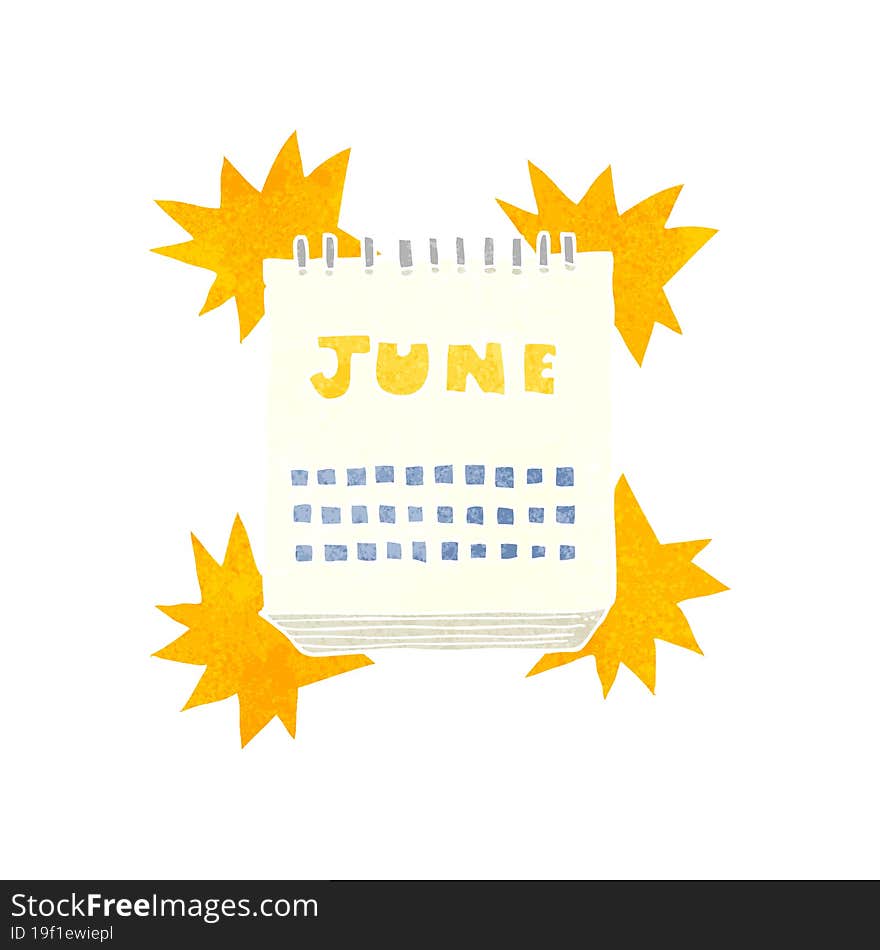 freehand retro cartoon calendar showing month of