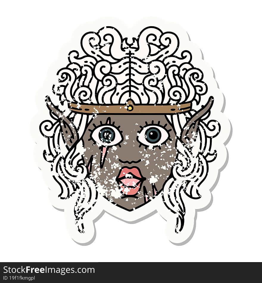 Retro Tattoo Style elf barbarian character face. Retro Tattoo Style elf barbarian character face