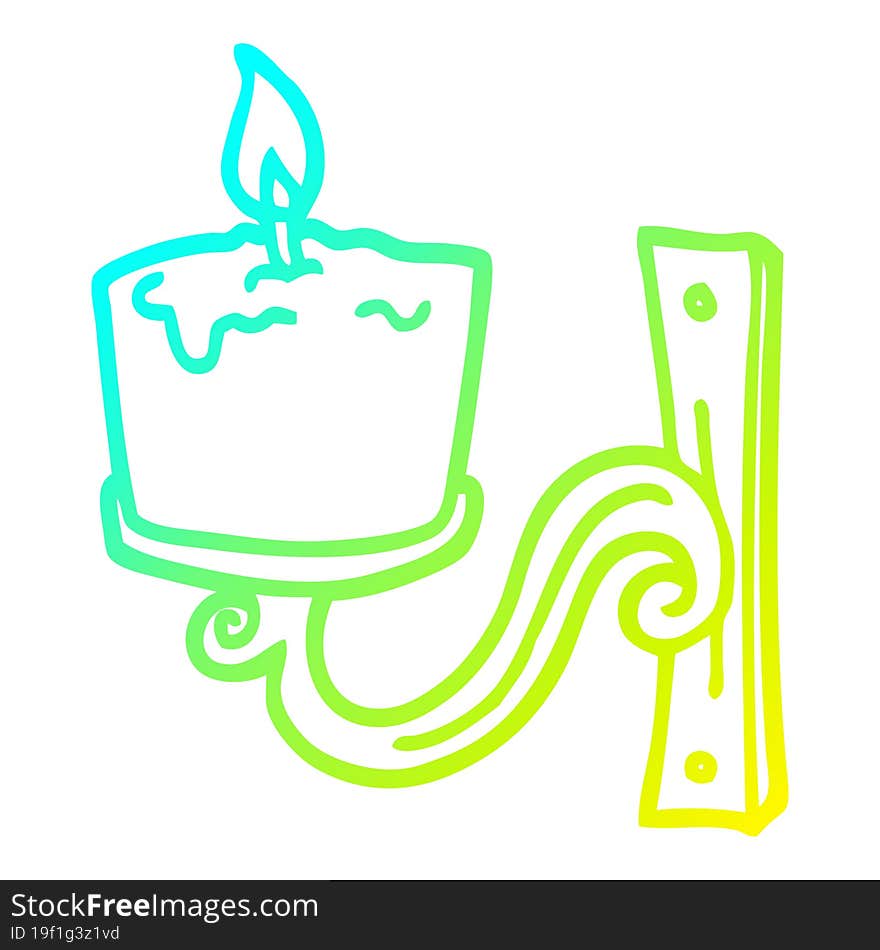 cold gradient line drawing cartoon old candle holder