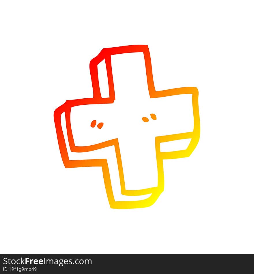 Warm Gradient Line Drawing Cartoon Plus Symbol