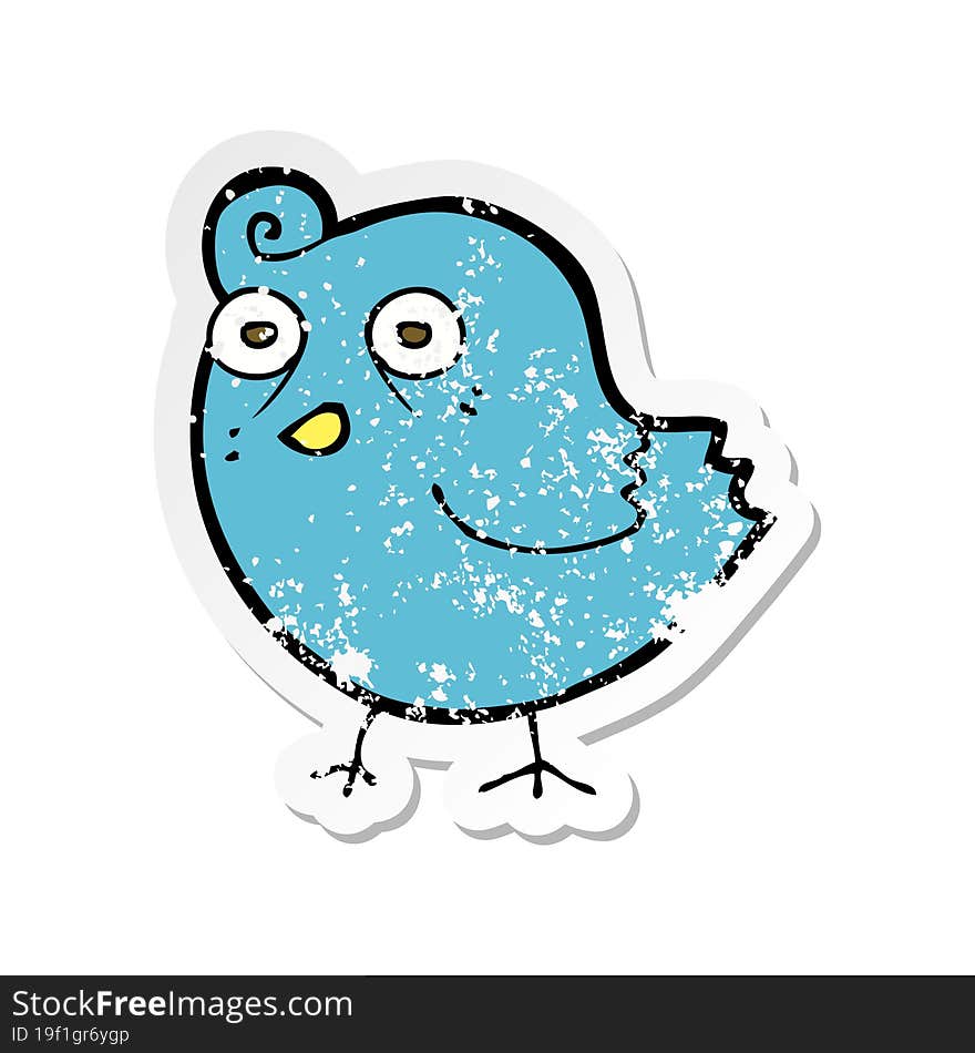 retro distressed sticker of a funny cartoon bird