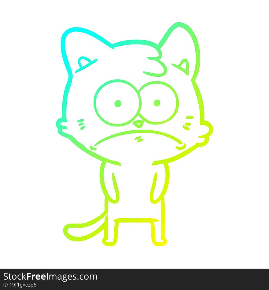 cold gradient line drawing cartoon nervous cat