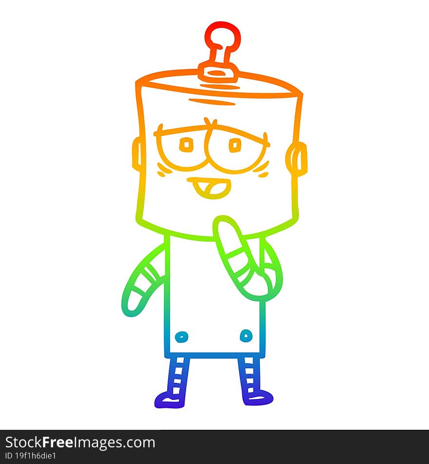 rainbow gradient line drawing cartoon robot