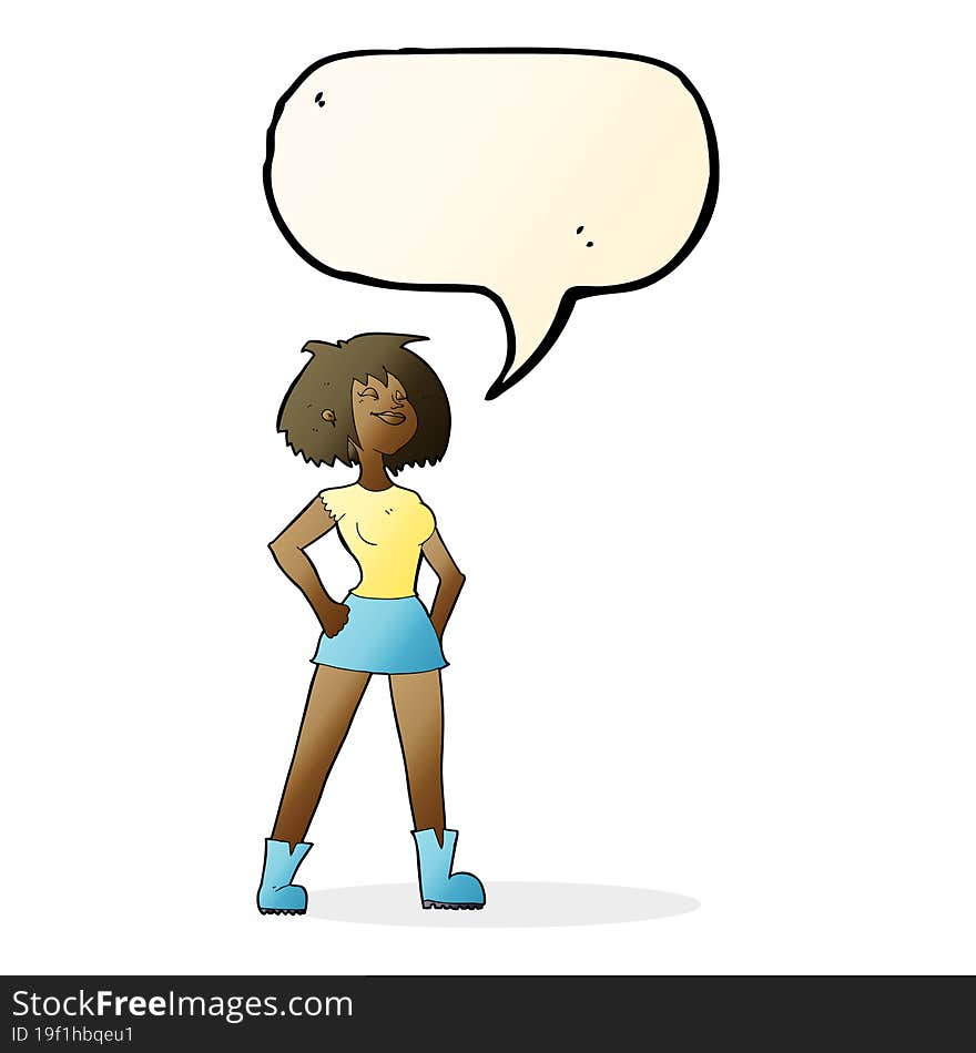 cartoon capable woman with speech bubble