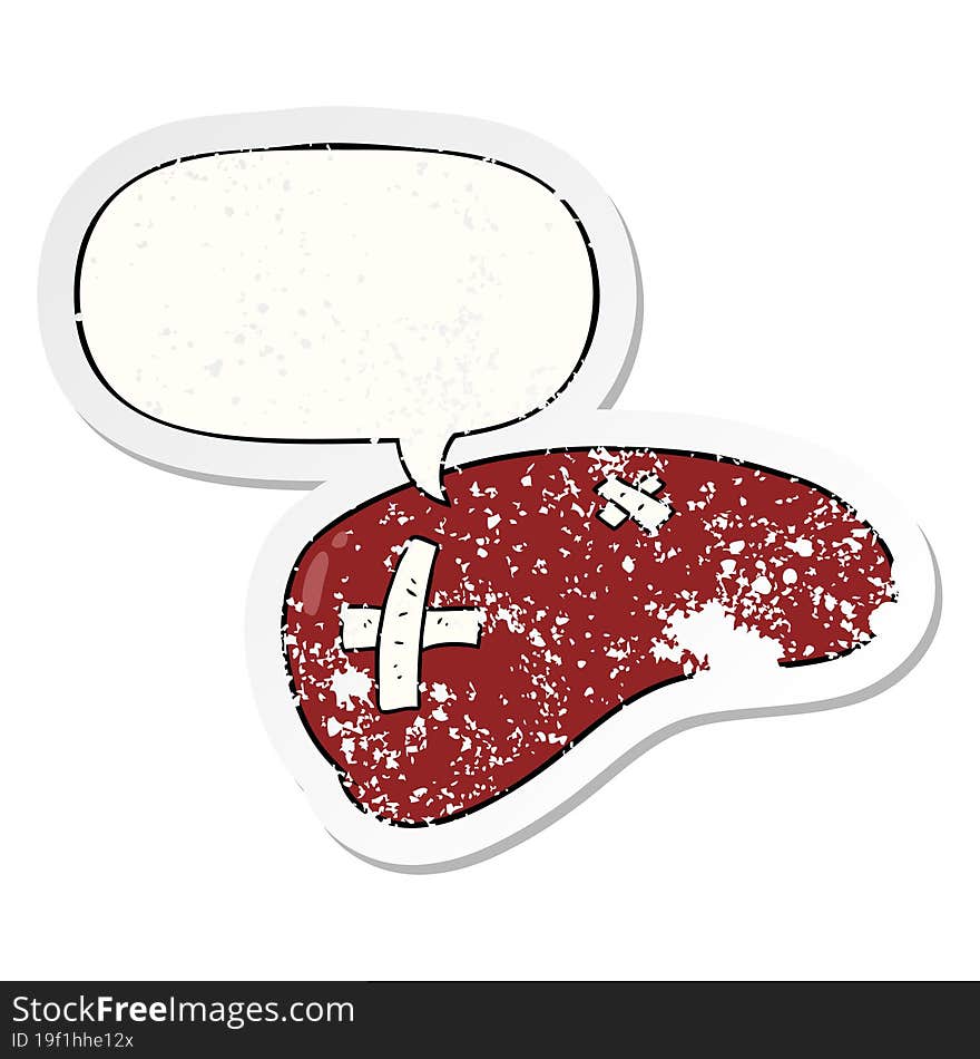 cartoon repaired liver and speech bubble distressed sticker