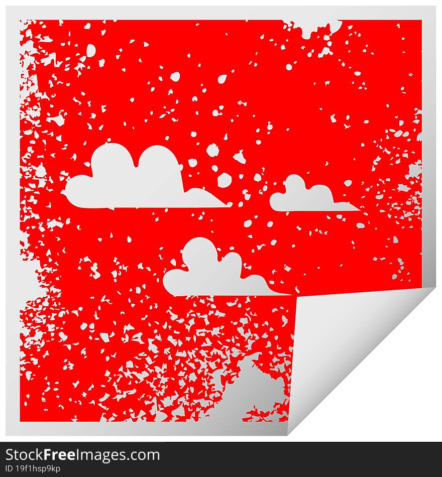 Distressed Square Peeling Sticker Symbol Cloud