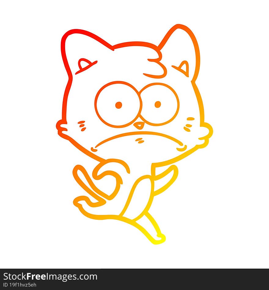 warm gradient line drawing cartoon nervous cat