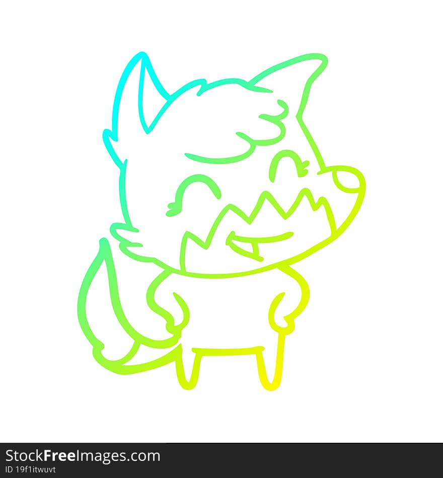 cold gradient line drawing happy cartoon fox