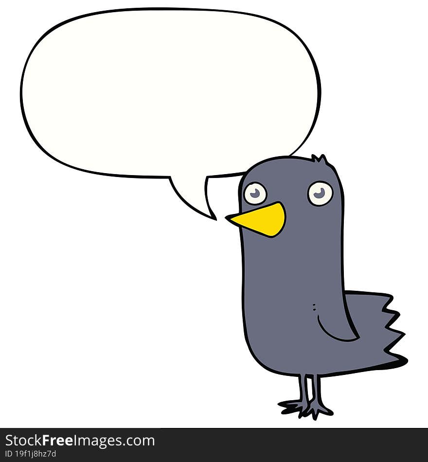 Cartoon Bird And Speech Bubble