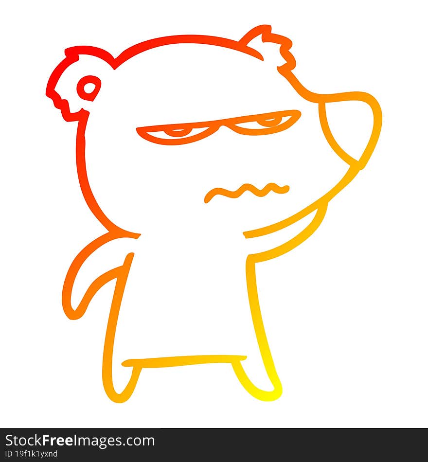 warm gradient line drawing of a angry bear cartoon