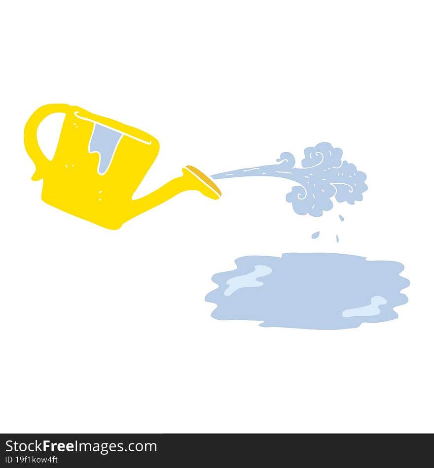 flat color illustration of watering can pouring. flat color illustration of watering can pouring