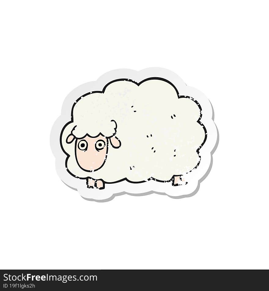 Retro Distressed Sticker Of A Cartoon Farting Sheep