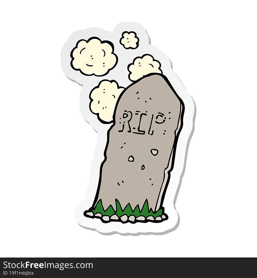 sticker of a cartoon spooky grave