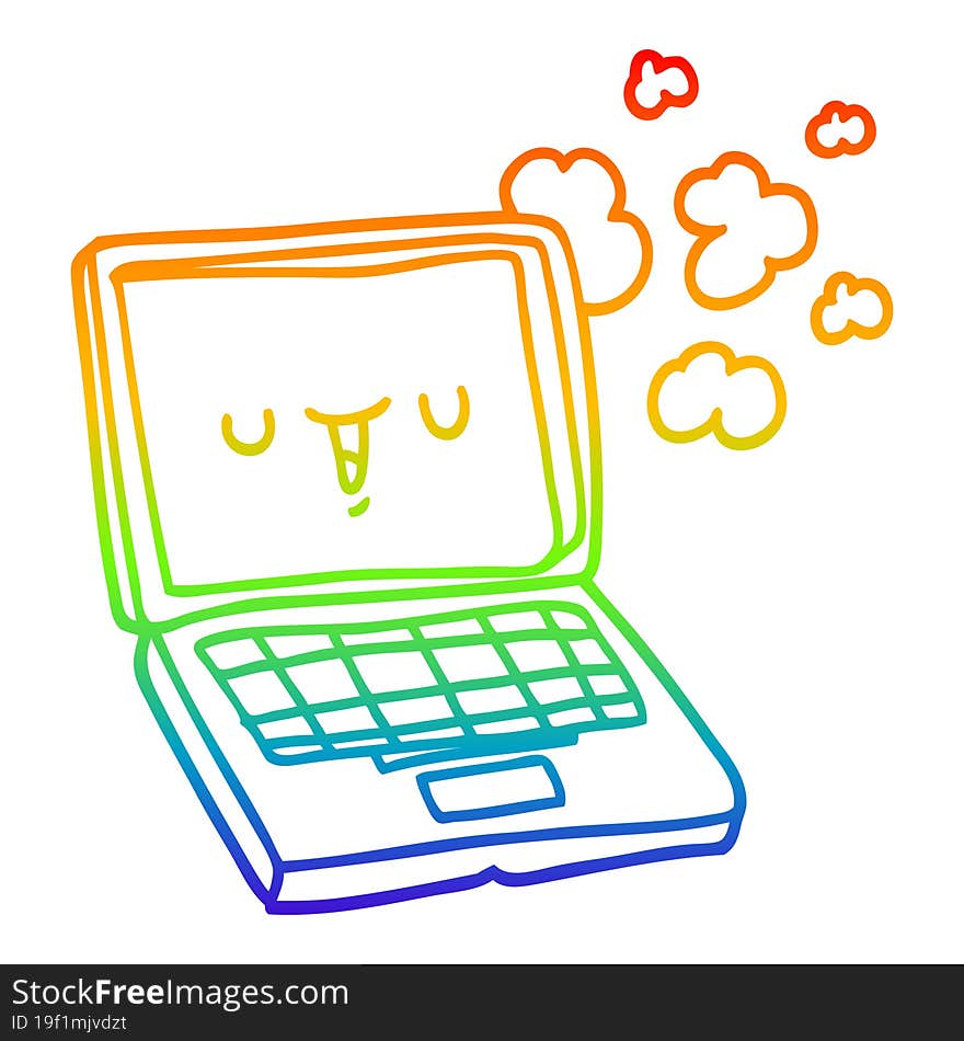 rainbow gradient line drawing cartoon computer