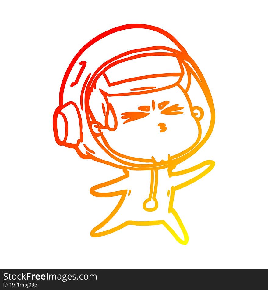 warm gradient line drawing cartoon stressed astronaut