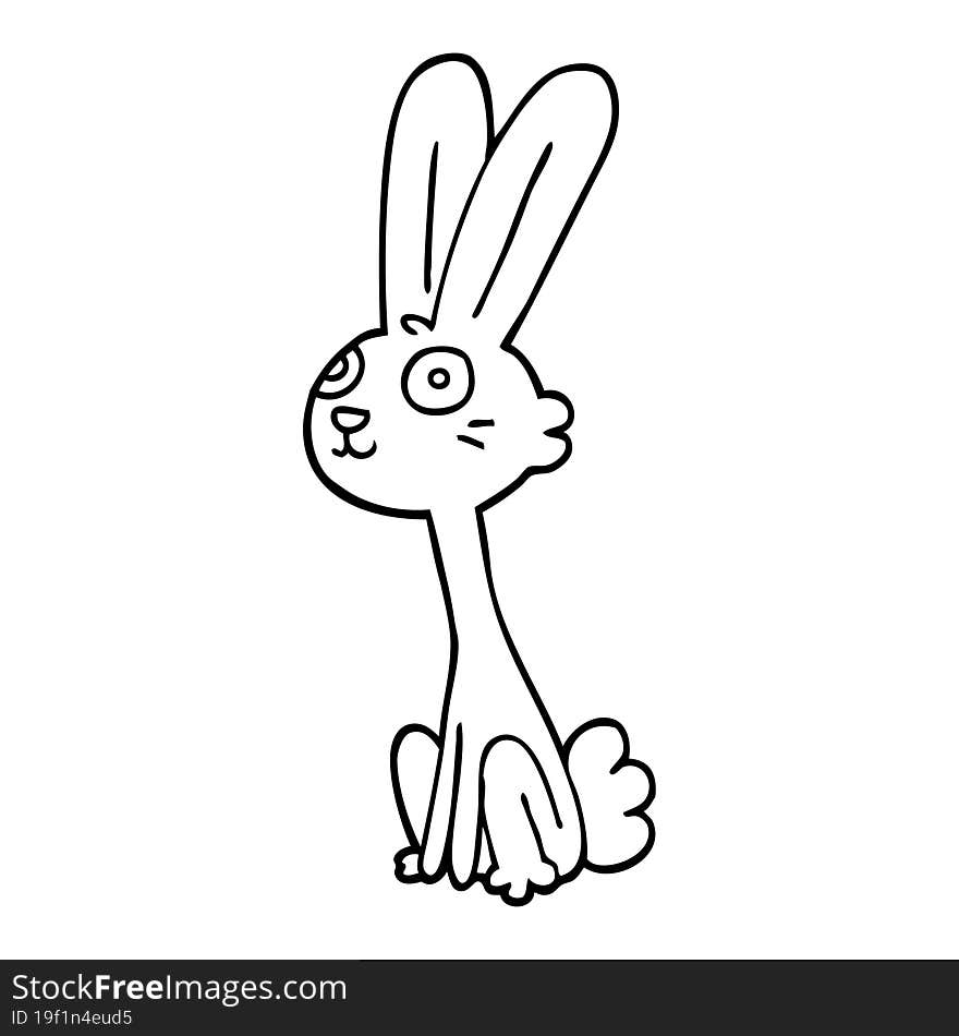 Line Drawing Cartoon Rabbit