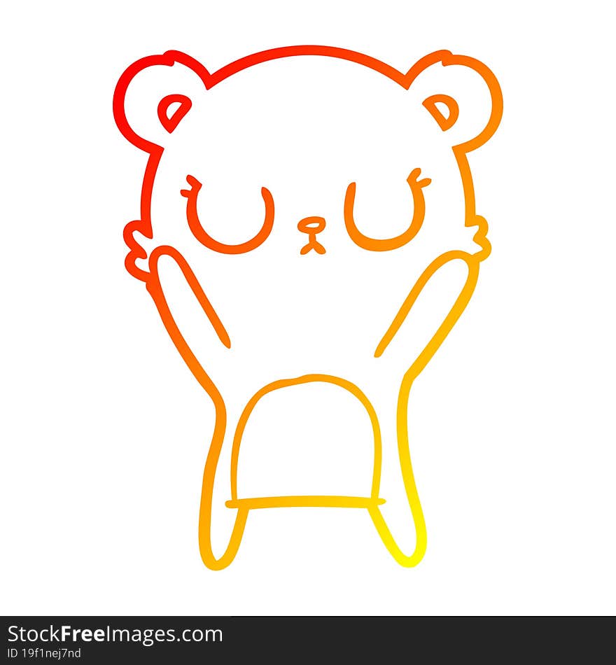 warm gradient line drawing peaceful cartoon bear cub