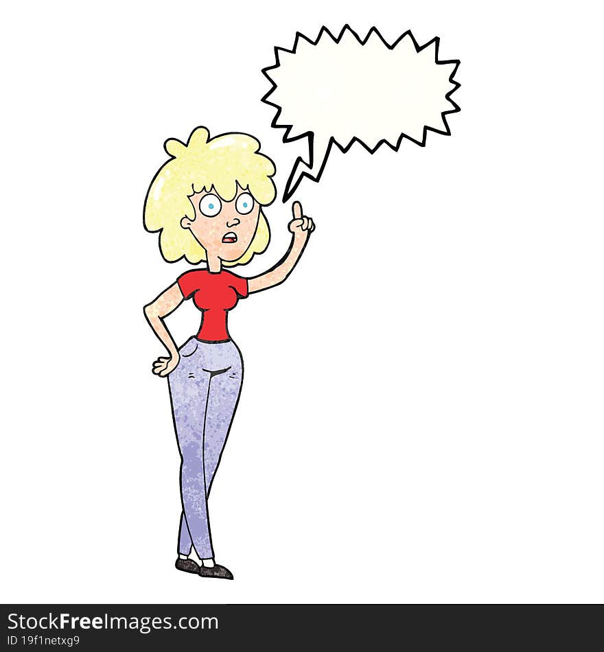 Speech Bubble Textured Cartoon Woman