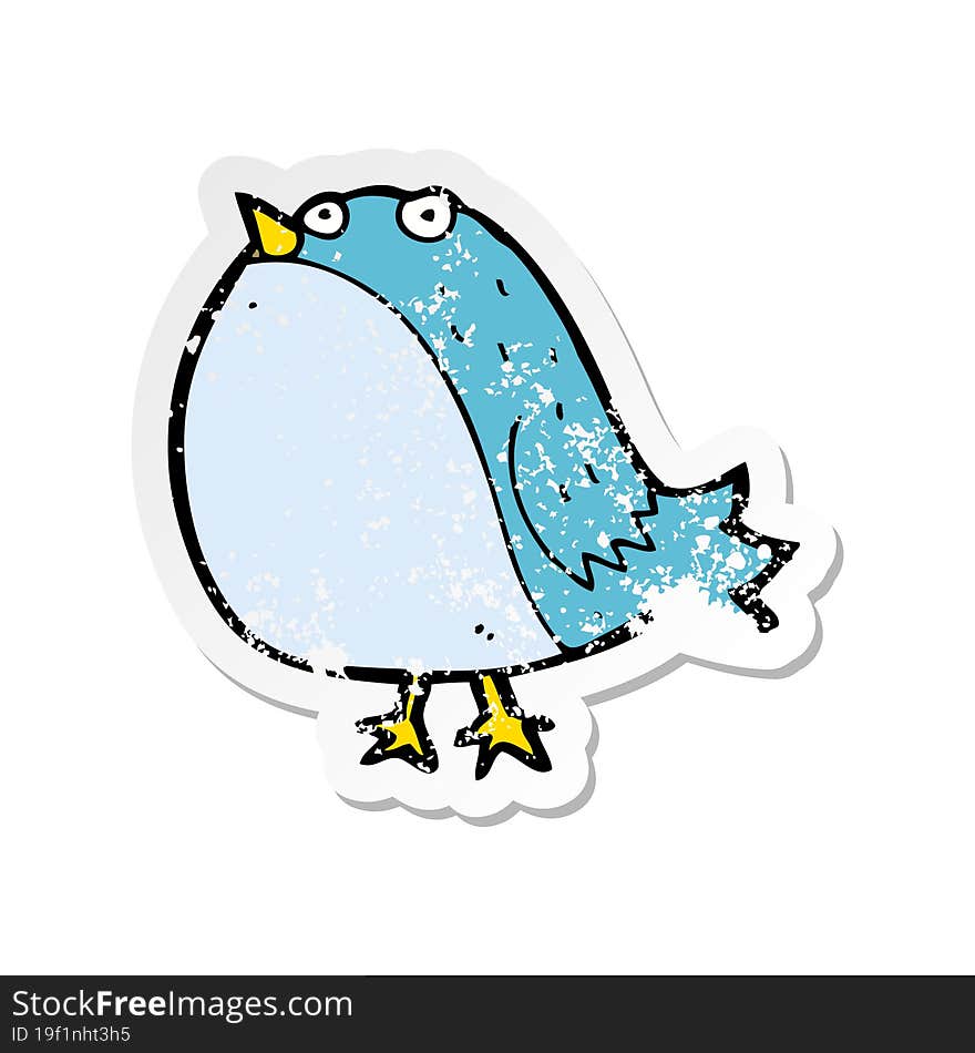 retro distressed sticker of a cartoon fat bird