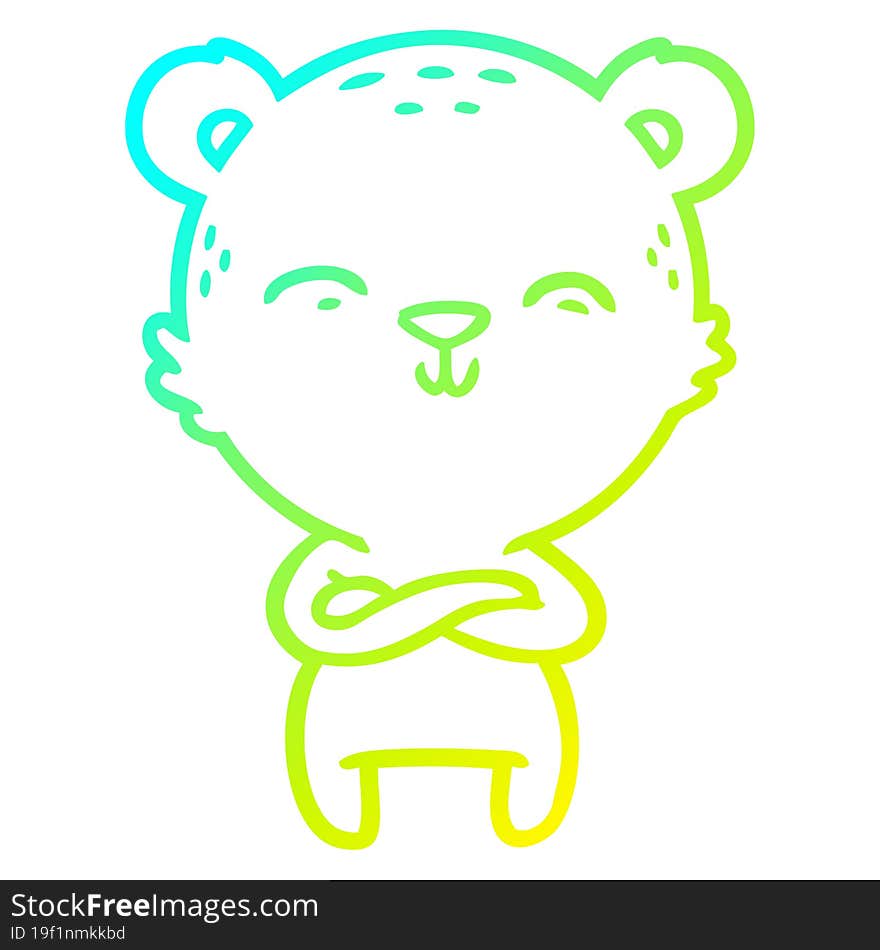 Cold Gradient Line Drawing Happy Confident Cartoon Bear