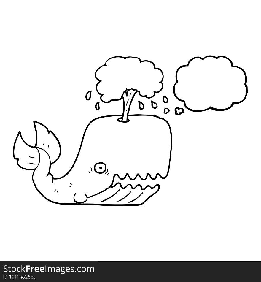 thought bubble cartoon whale spouting water