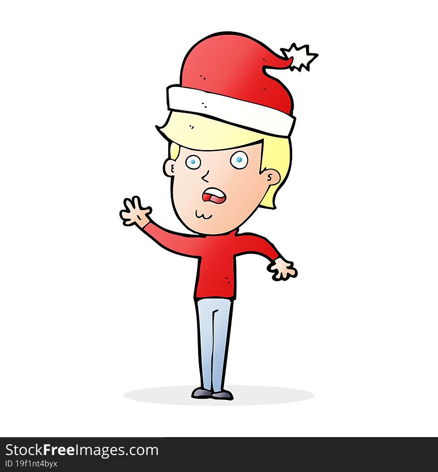 cartoon man ready for christmas