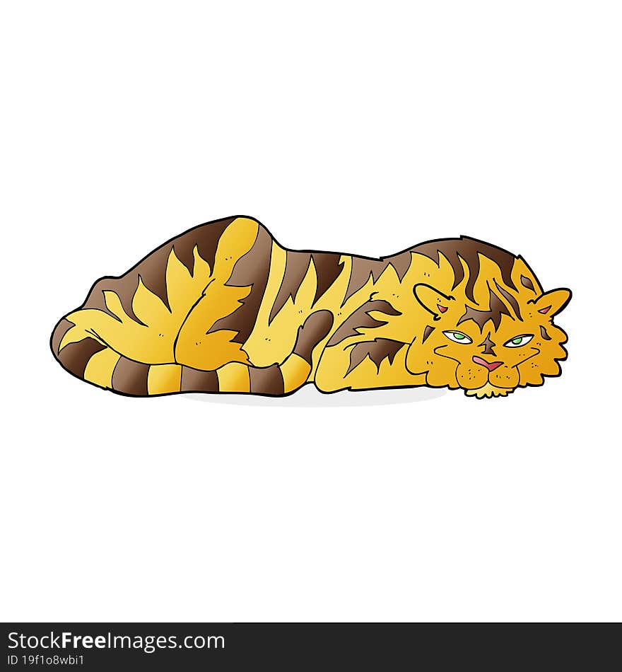 cartoon resting tiger