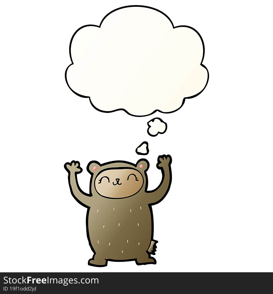 cute cartoon bear with thought bubble in smooth gradient style