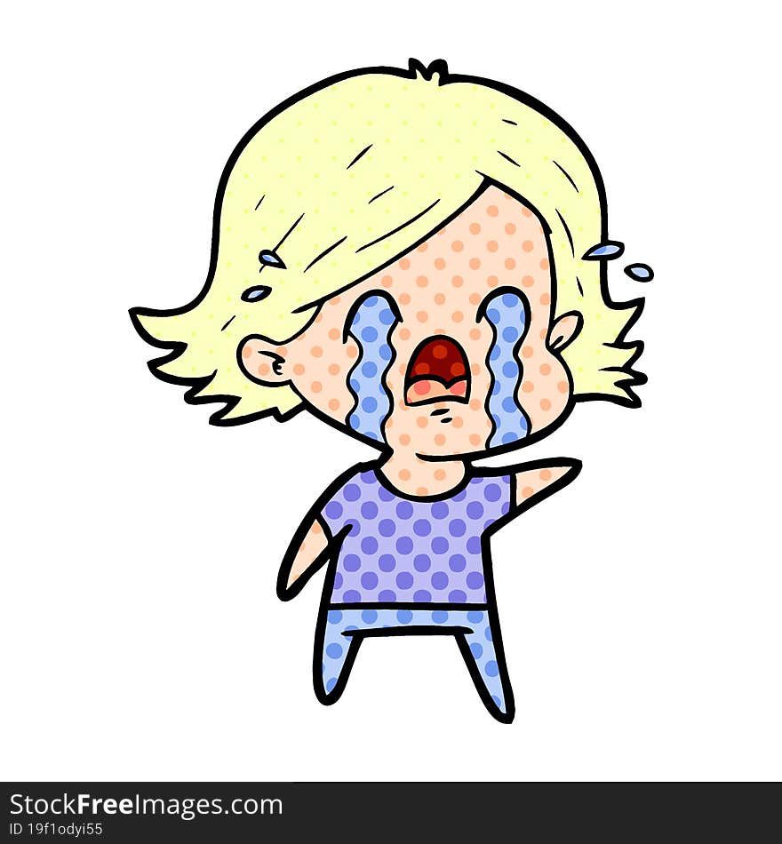 cartoon woman crying. cartoon woman crying