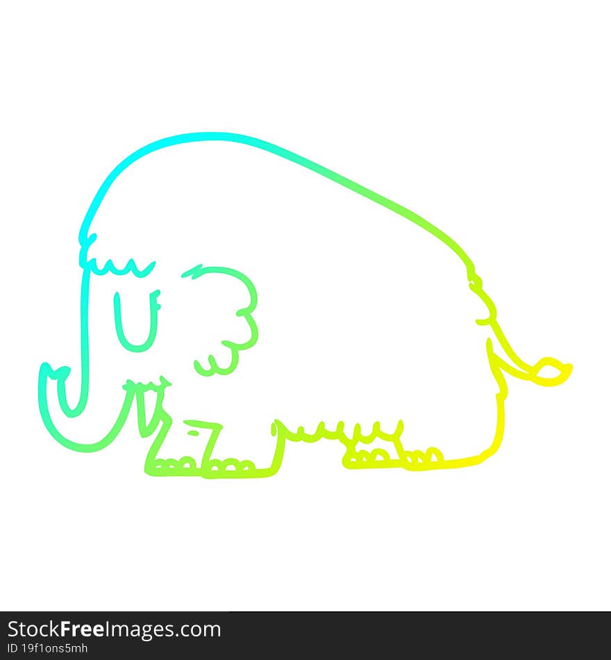 Cold Gradient Line Drawing Cartoon Mammoth