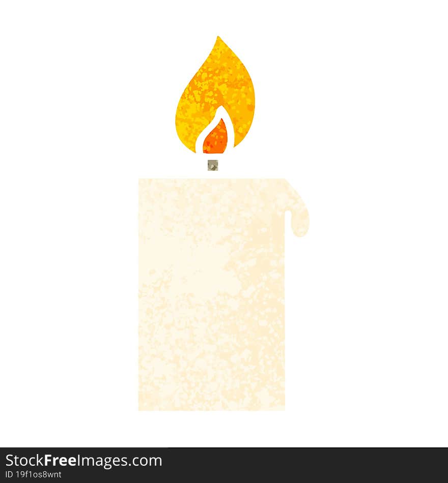 retro illustration style cartoon lit candle