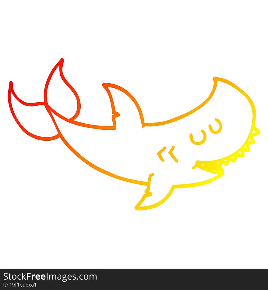 warm gradient line drawing cartoon shark