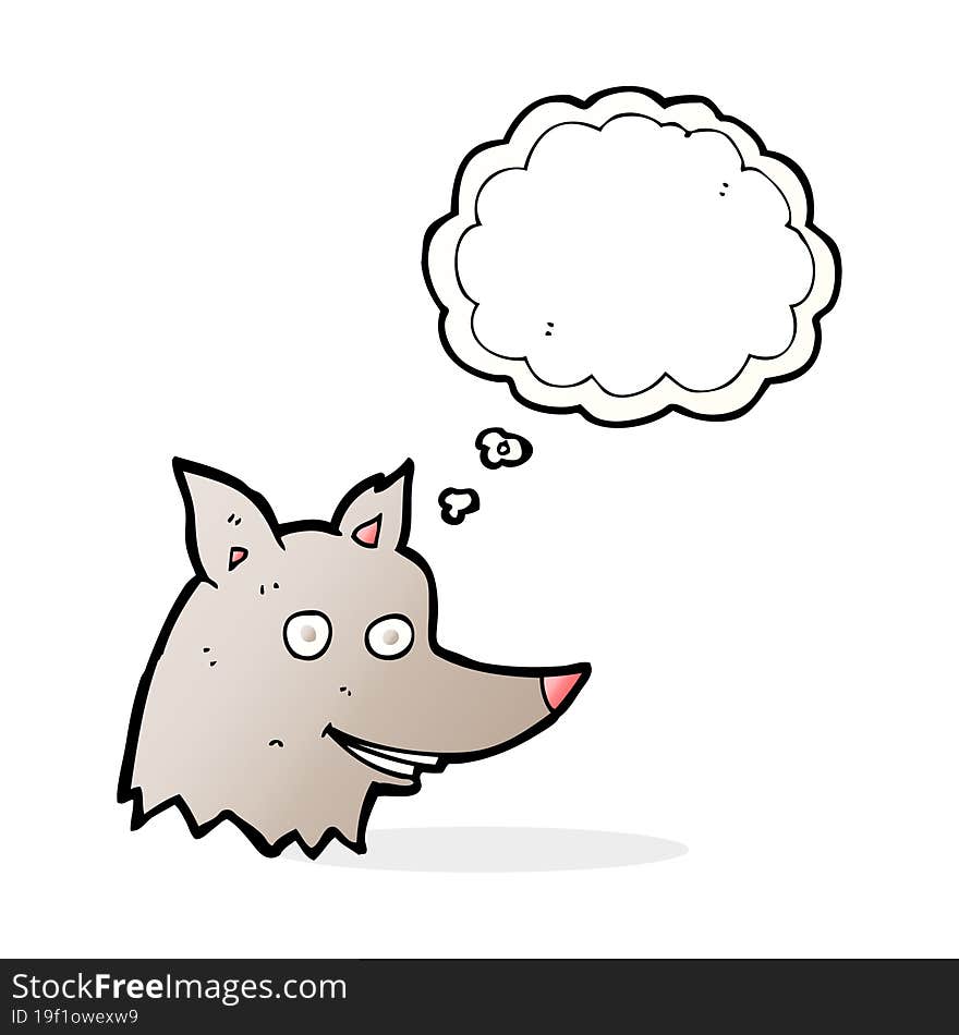 cartoon wolf head with thought bubble