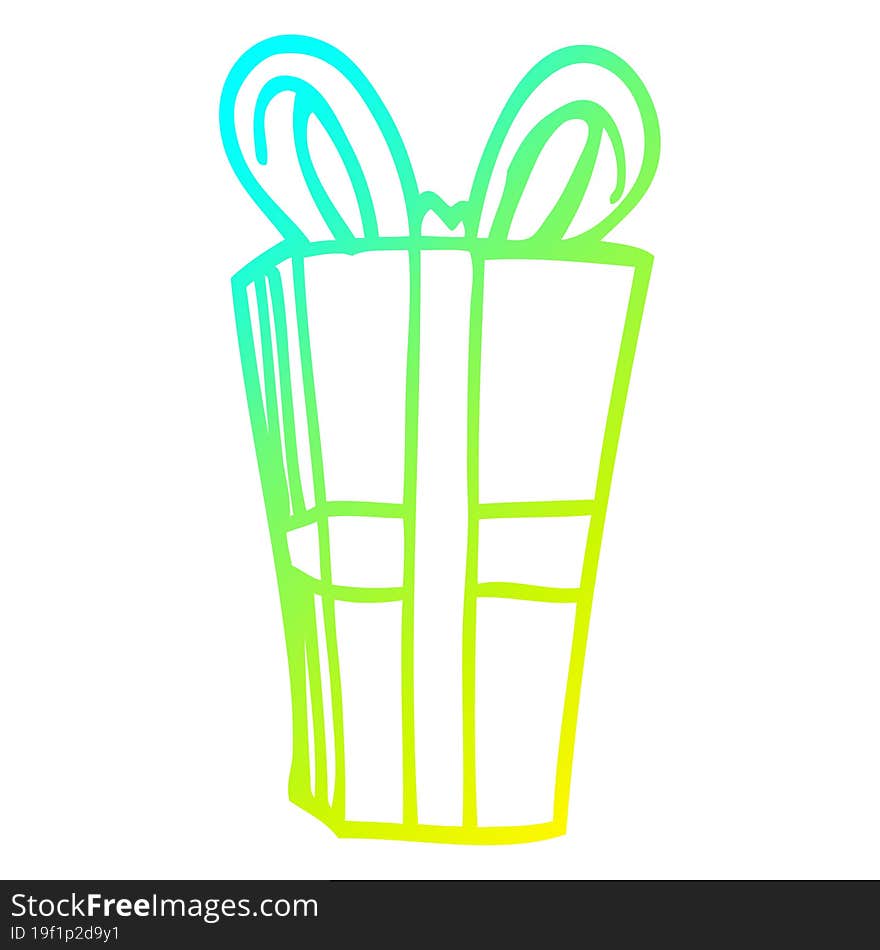 cold gradient line drawing cartoon wrapped present