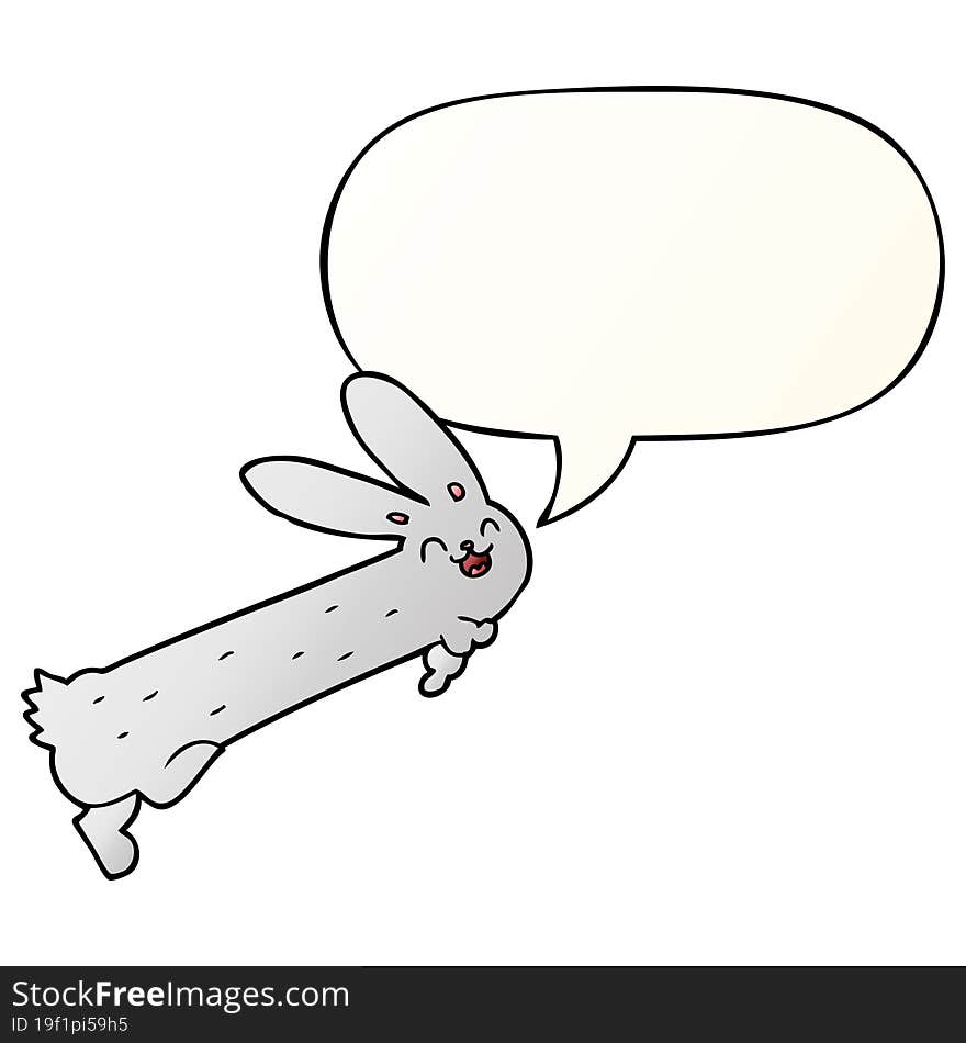 funny cartoon rabbit and speech bubble in smooth gradient style