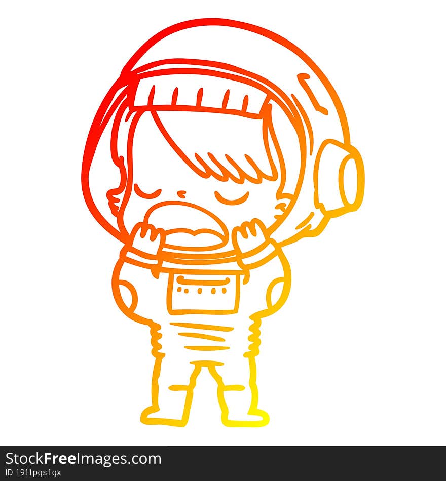 warm gradient line drawing cartoon talking astronaut yawning