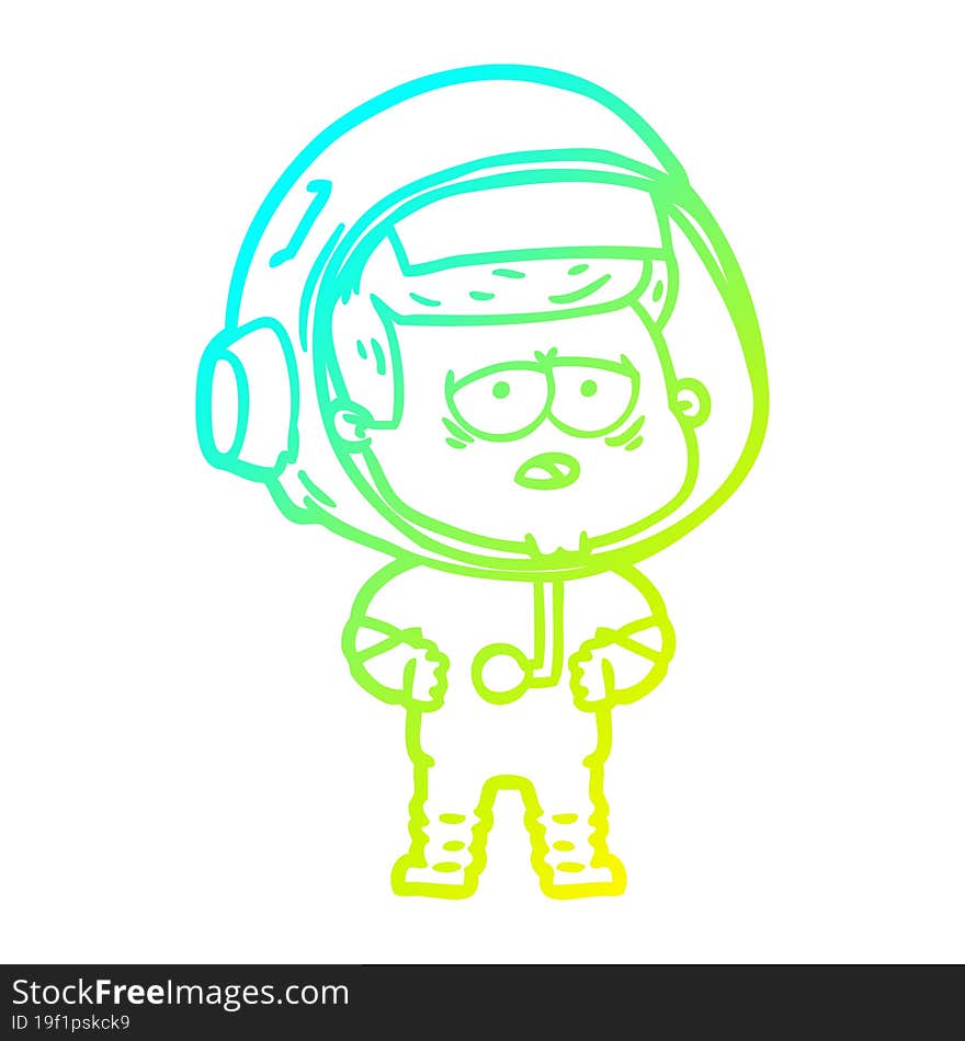 cold gradient line drawing cartoon tired astronaut