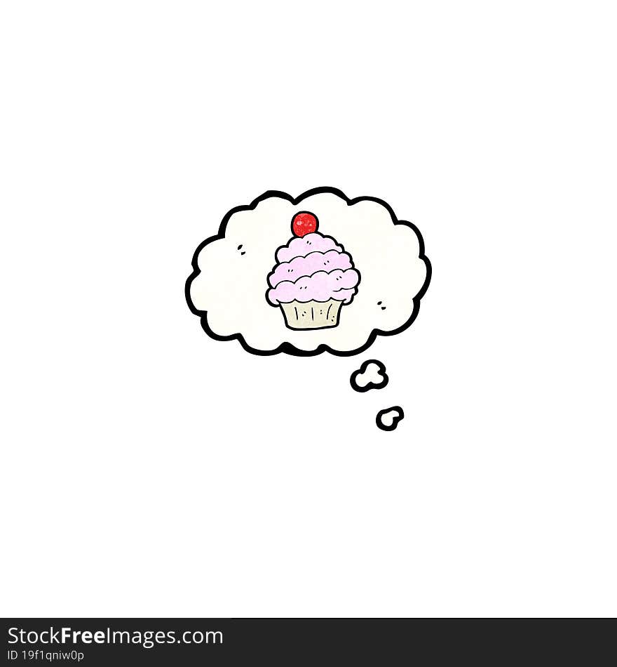 Cartoon Cupcake In Thought Bubble Symbol