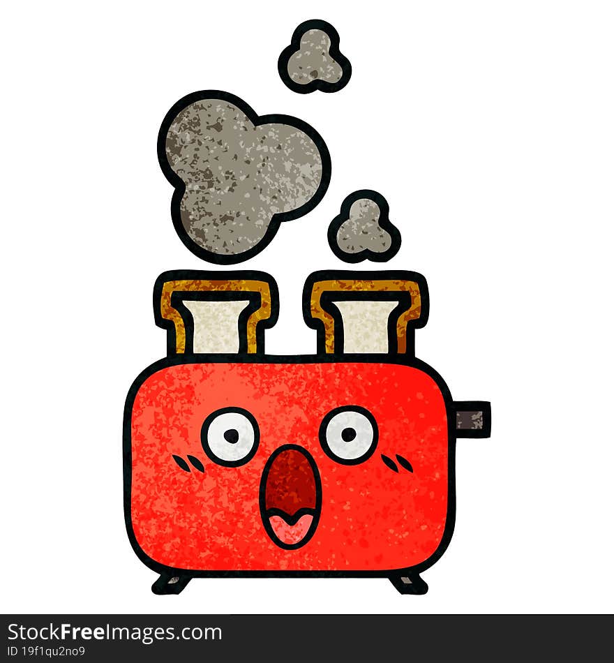 retro grunge texture cartoon of a toaster