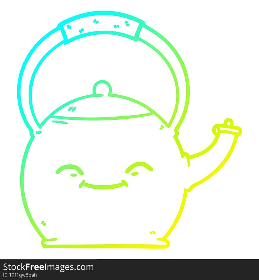 cold gradient line drawing cartoon kettle