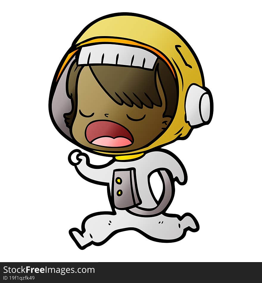 cartoon astronaut woman running. cartoon astronaut woman running