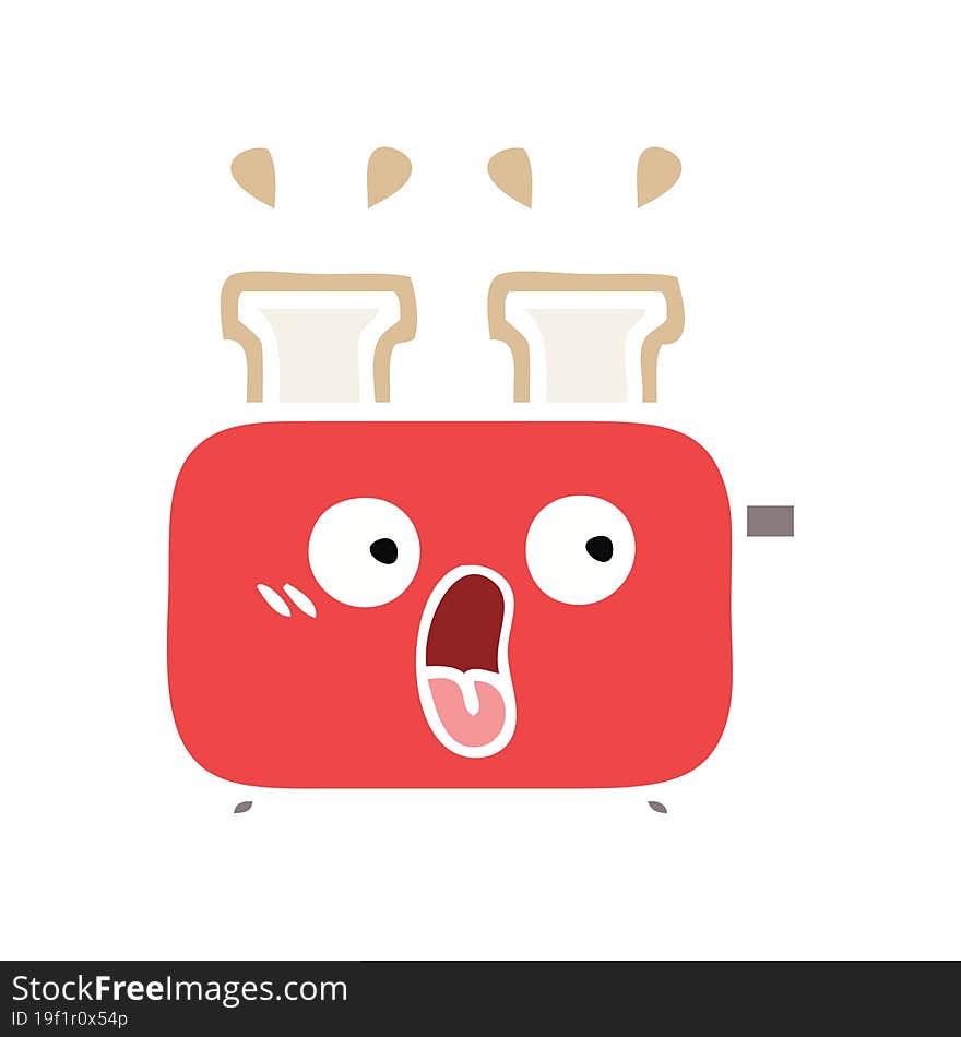 flat color retro cartoon of a toaster