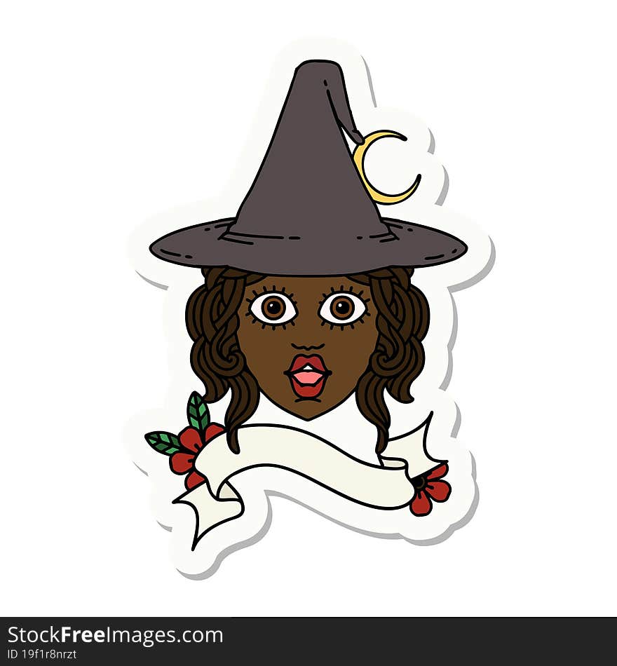 human witch character face sticker