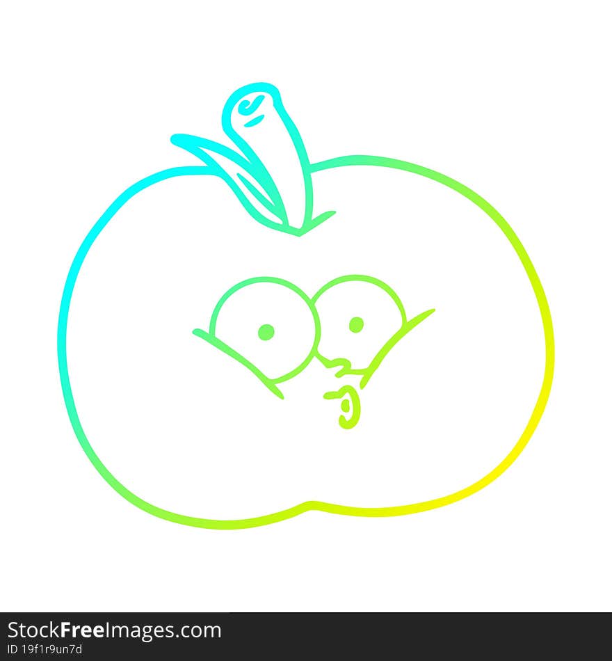 cold gradient line drawing cartoon apple