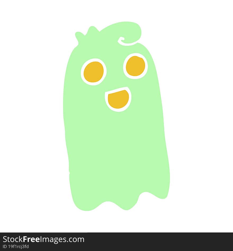 flat color illustration cartoon ghost