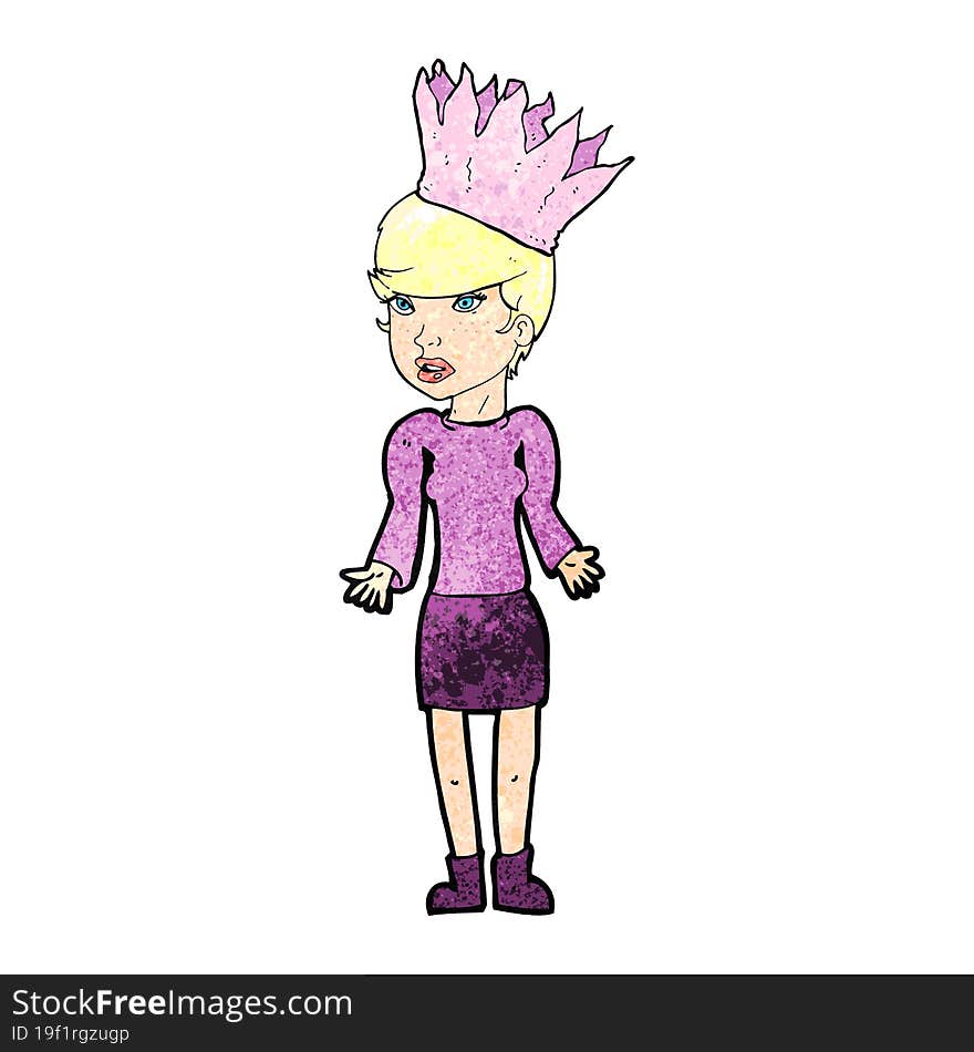 cartoon woman wearing paper crown